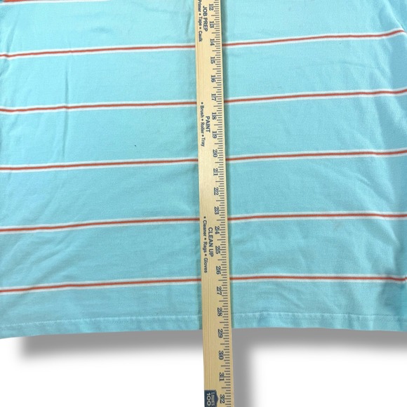 Old Navy Striped Polo Shirt Men's XL Aqua Blue Orange Cotton Short Sleeve - Picture 7 of 8